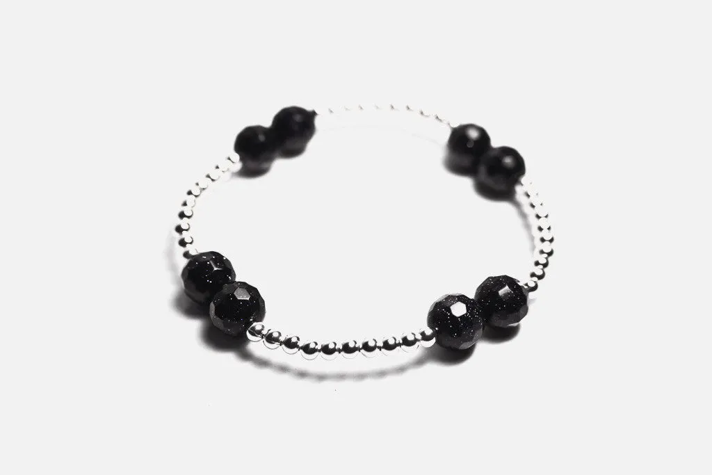 Sterling Silver Onyx Beaded Bracelet