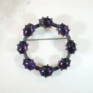 Strangely Satisfying Amethyst & Silver Circle Brooch