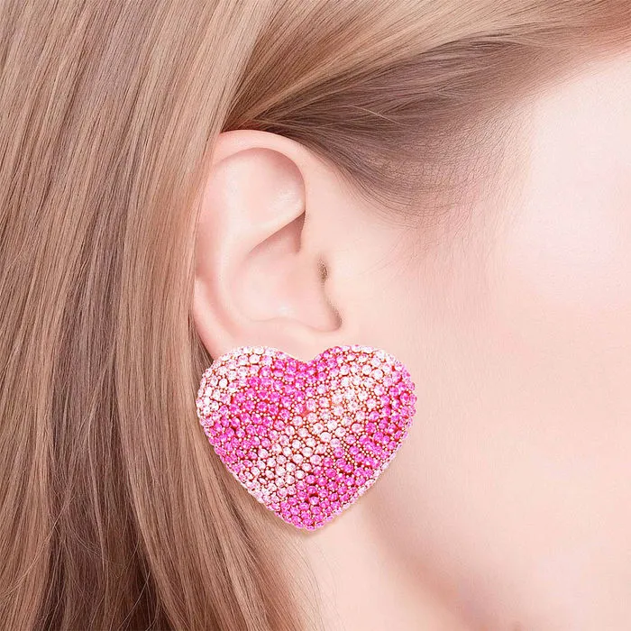 Studs Stripe Glam Heart Earrings for Women