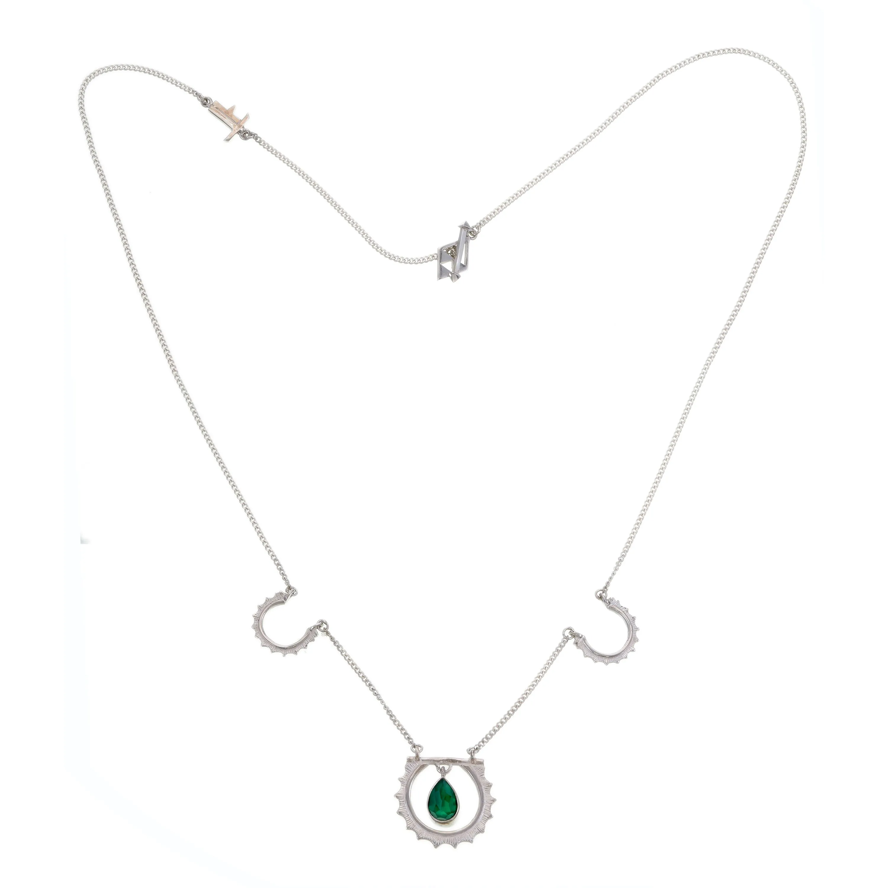 SUNRISE NECKLACE GREEN ONYX - SILVER