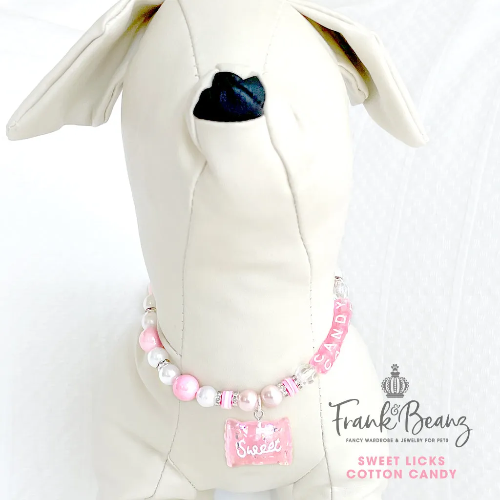 Sweet Licks Cotton Candy Personalized Pearl Dog Necklace Luxury Pet Jewelry