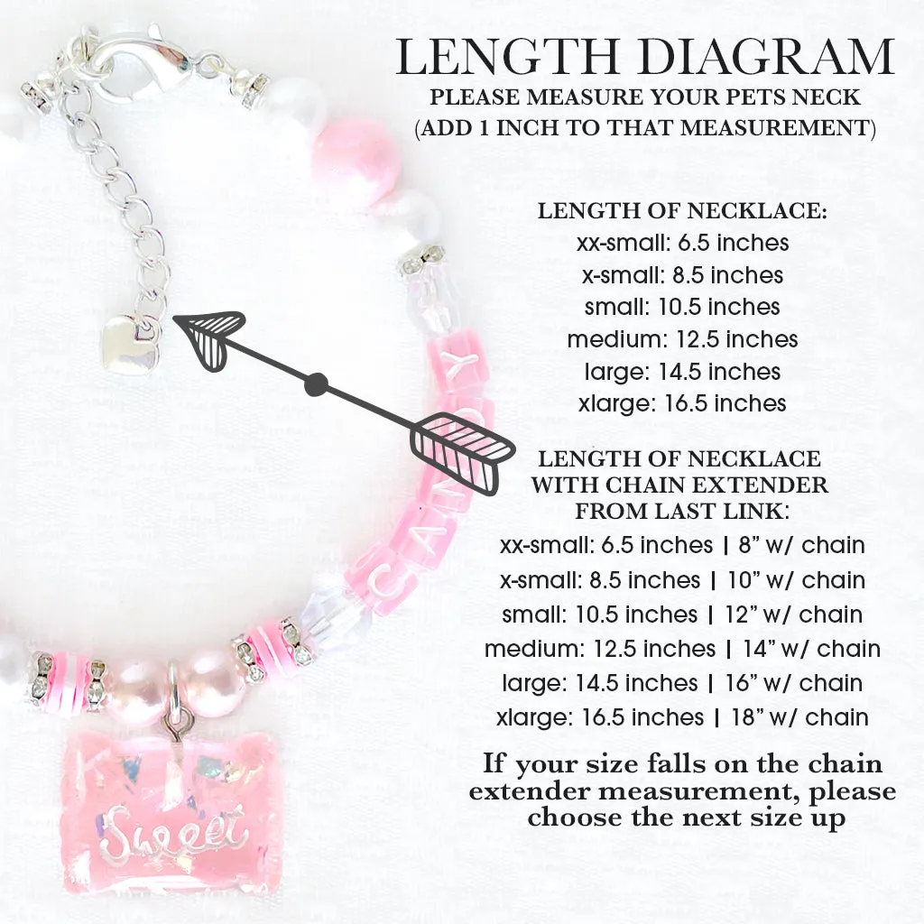 Sweet Licks Cotton Candy Personalized Pearl Dog Necklace Luxury Pet Jewelry