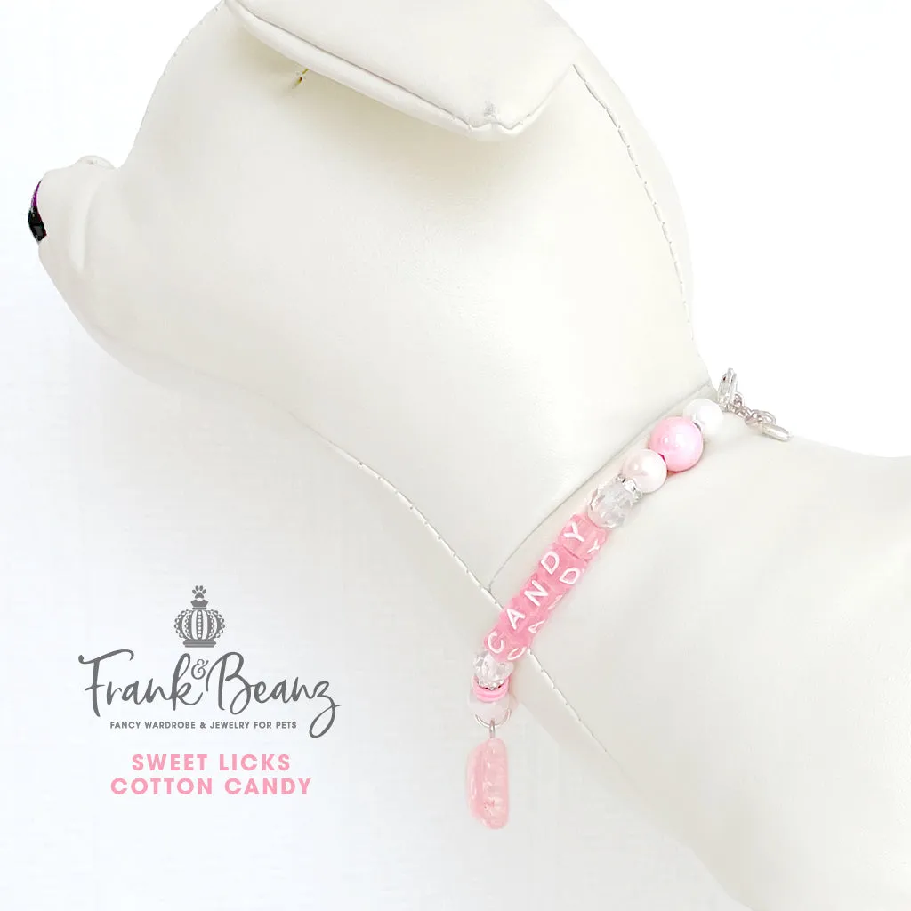 Sweet Licks Cotton Candy Personalized Pearl Dog Necklace Luxury Pet Jewelry