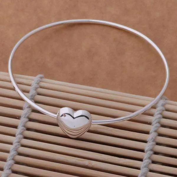 Sweetheart Silver Bangle Bracelet