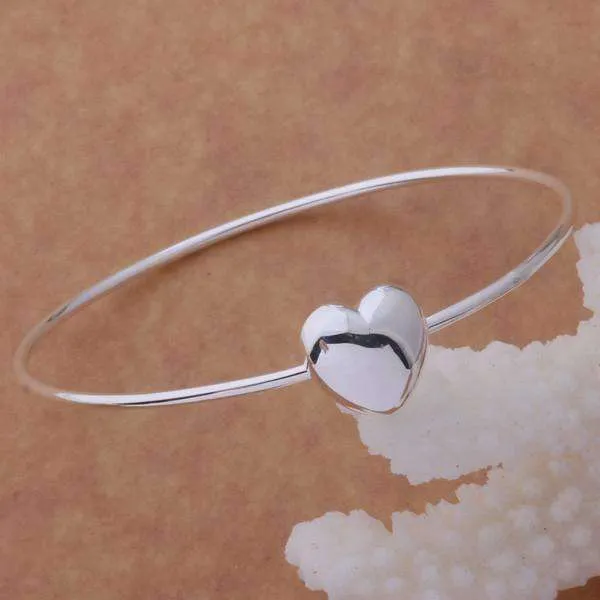 Sweetheart Silver Bangle Bracelet