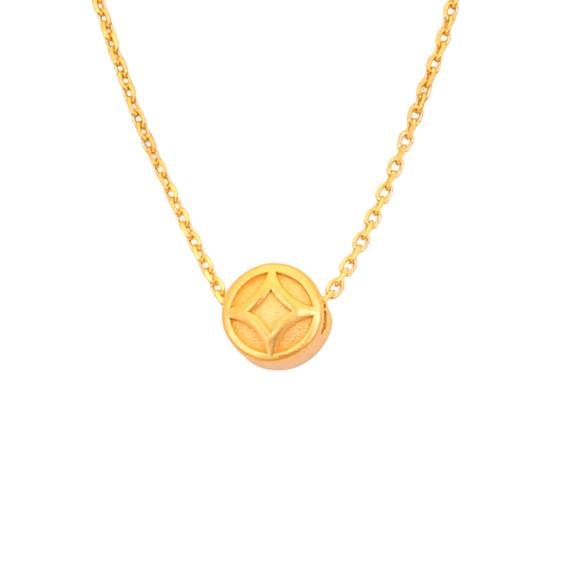 TAKA Jewellery 999 Pure Gold Coin Pendant with 9K Gold Chain