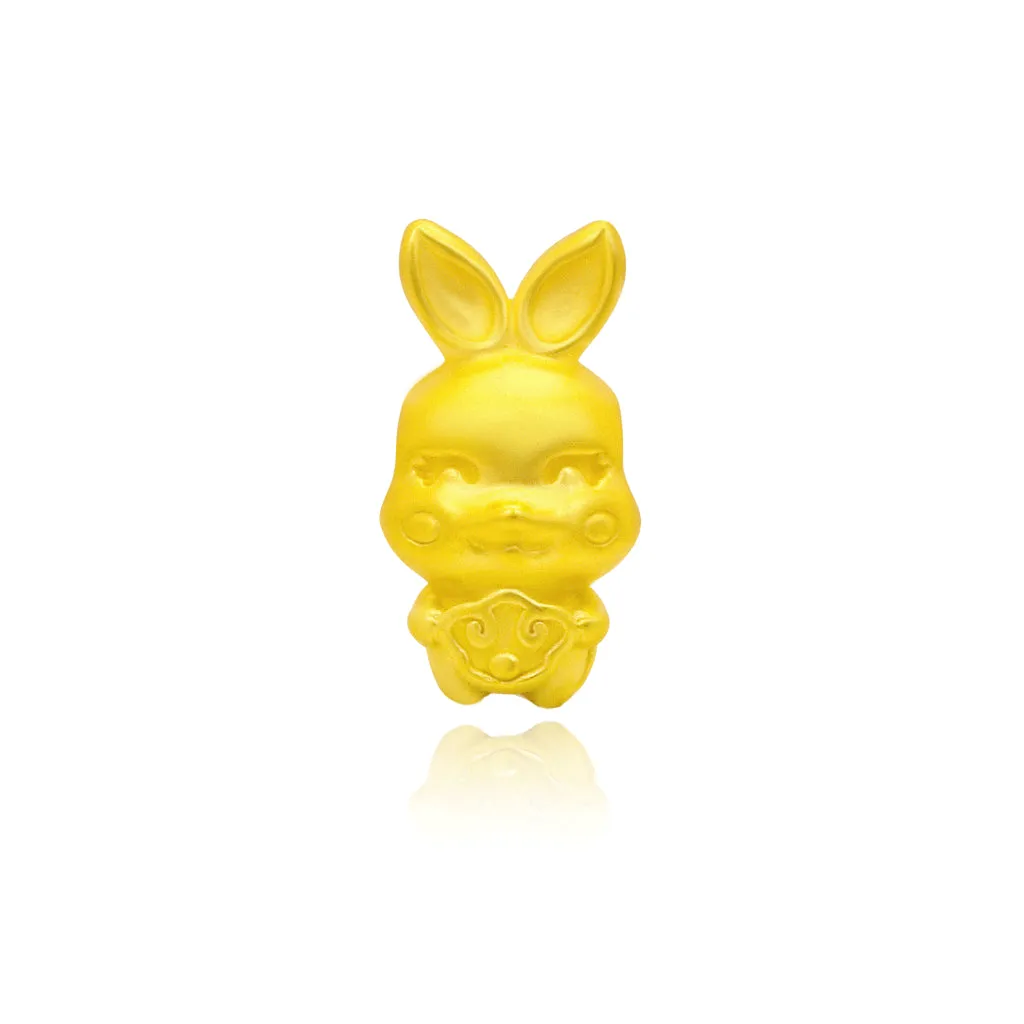 TAKA Jewellery 999 Pure Gold Rabbit SuoBao Pendant with 9K Gold Chain