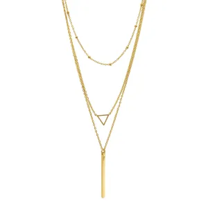 Tarnish Resistant 14k Gold Plated Layered Pendant Necklace Set