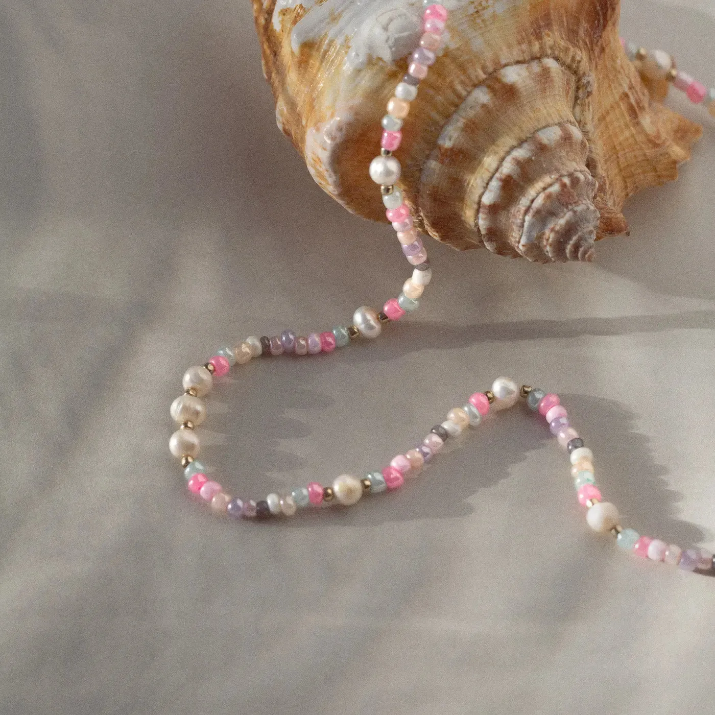 Tess - Pastel Bead and Pearl Necklace