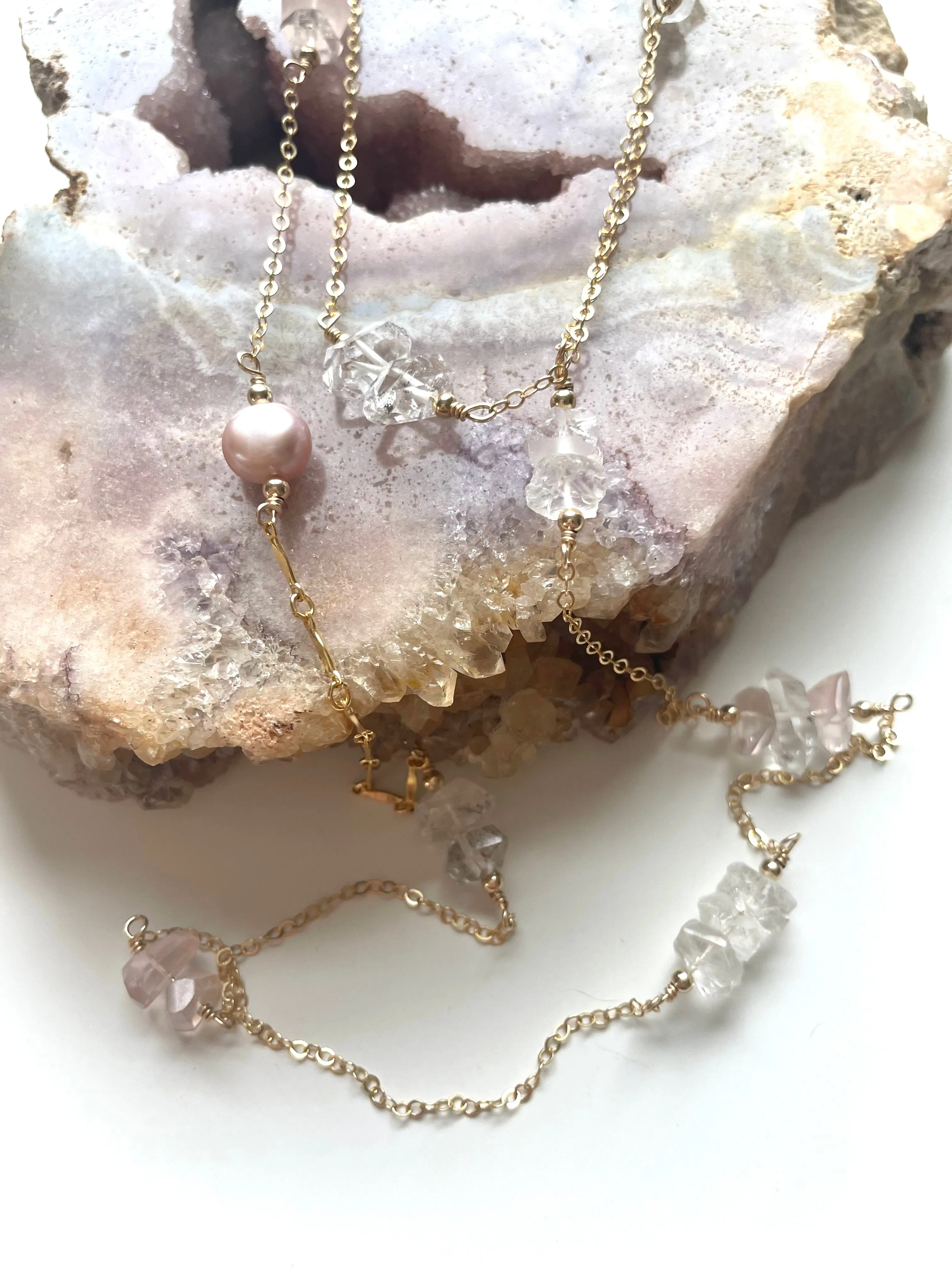 Ultra long layering crystal necklace