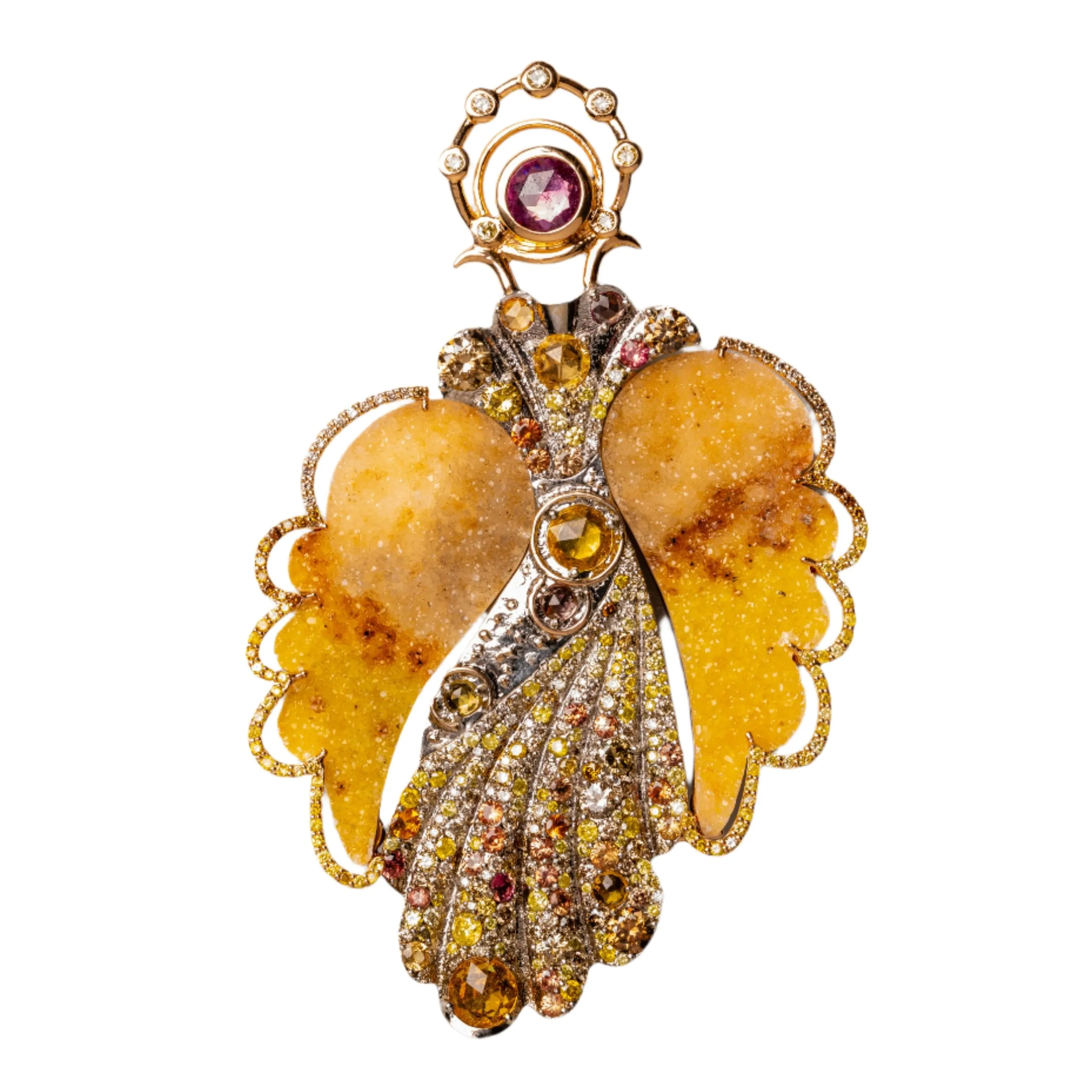 Venus Set Rose Cut Sapphire Angel Brooch