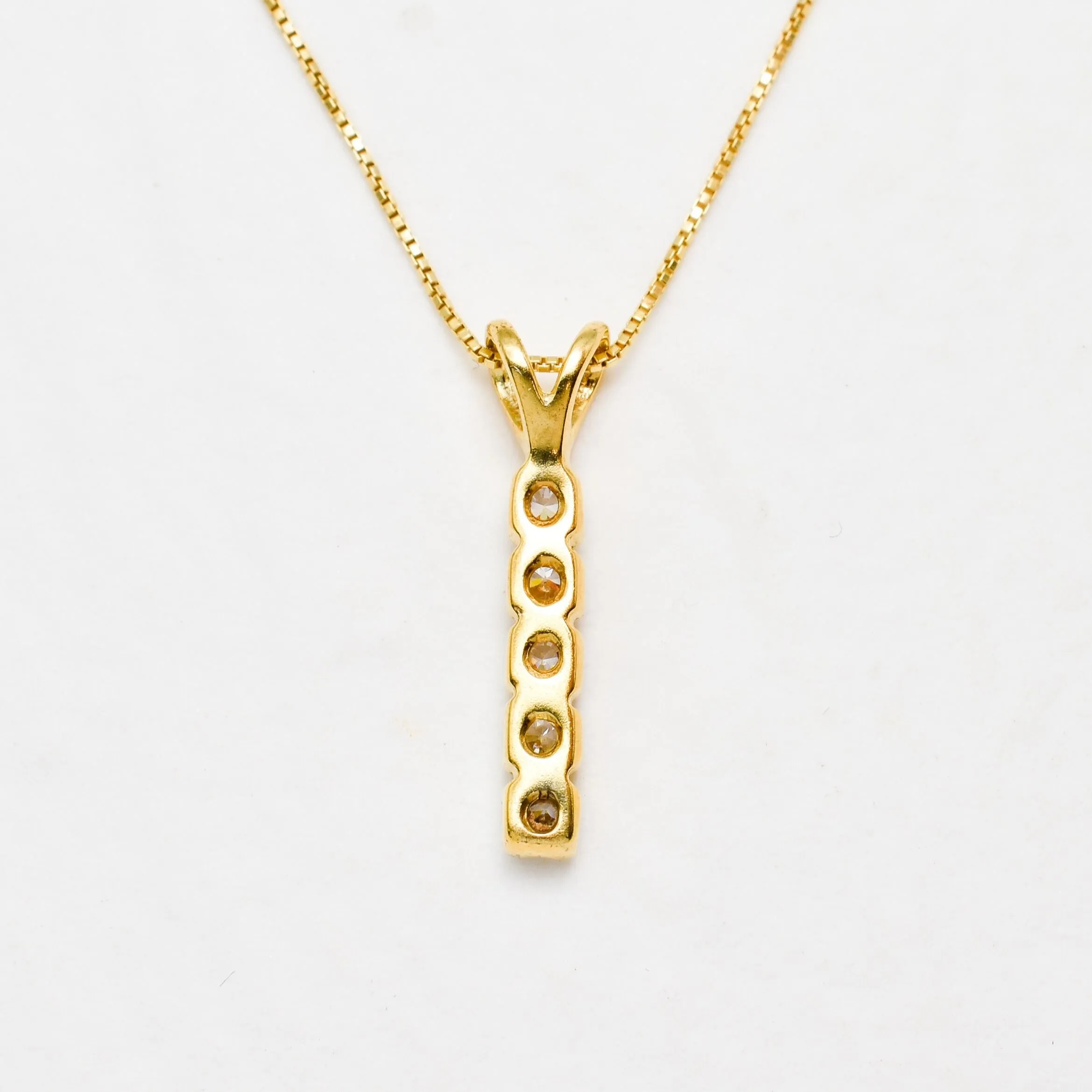 Vertical Diamond Pendant - Gold Diamond Necklace, Dainty Sparkly Pendant