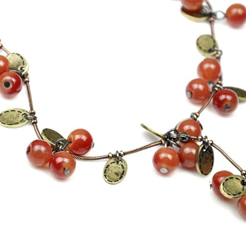 Very beautiful vintage sweet cherry Long necklace fashion sweater chain