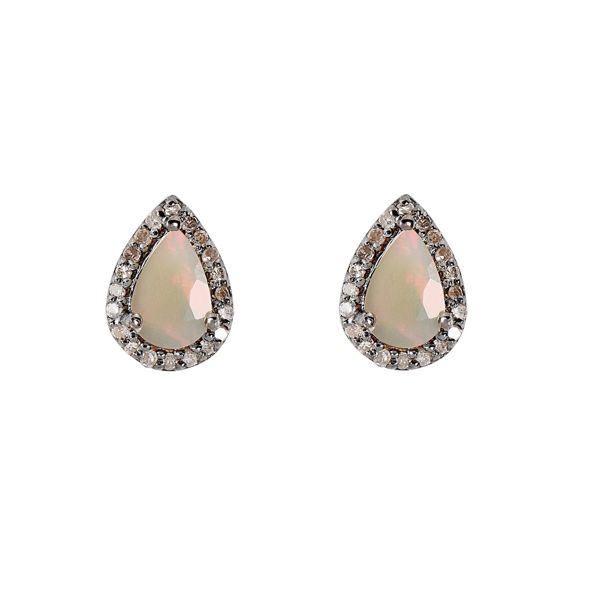 Vintage-Inspired Opal Halo Stud Earrings