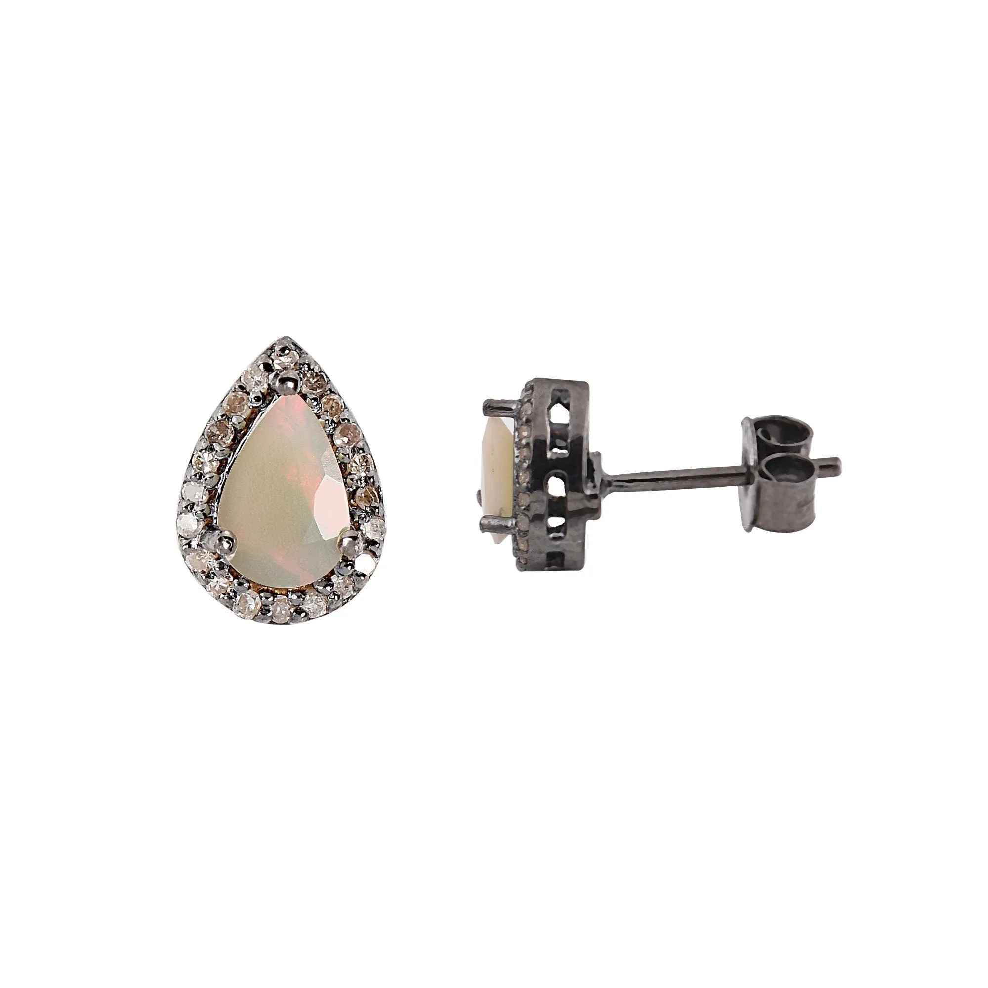 Vintage-Inspired Opal Halo Stud Earrings