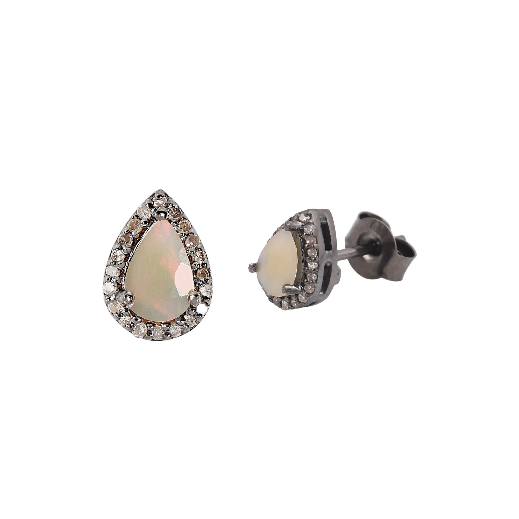 Vintage-Inspired Opal Halo Stud Earrings