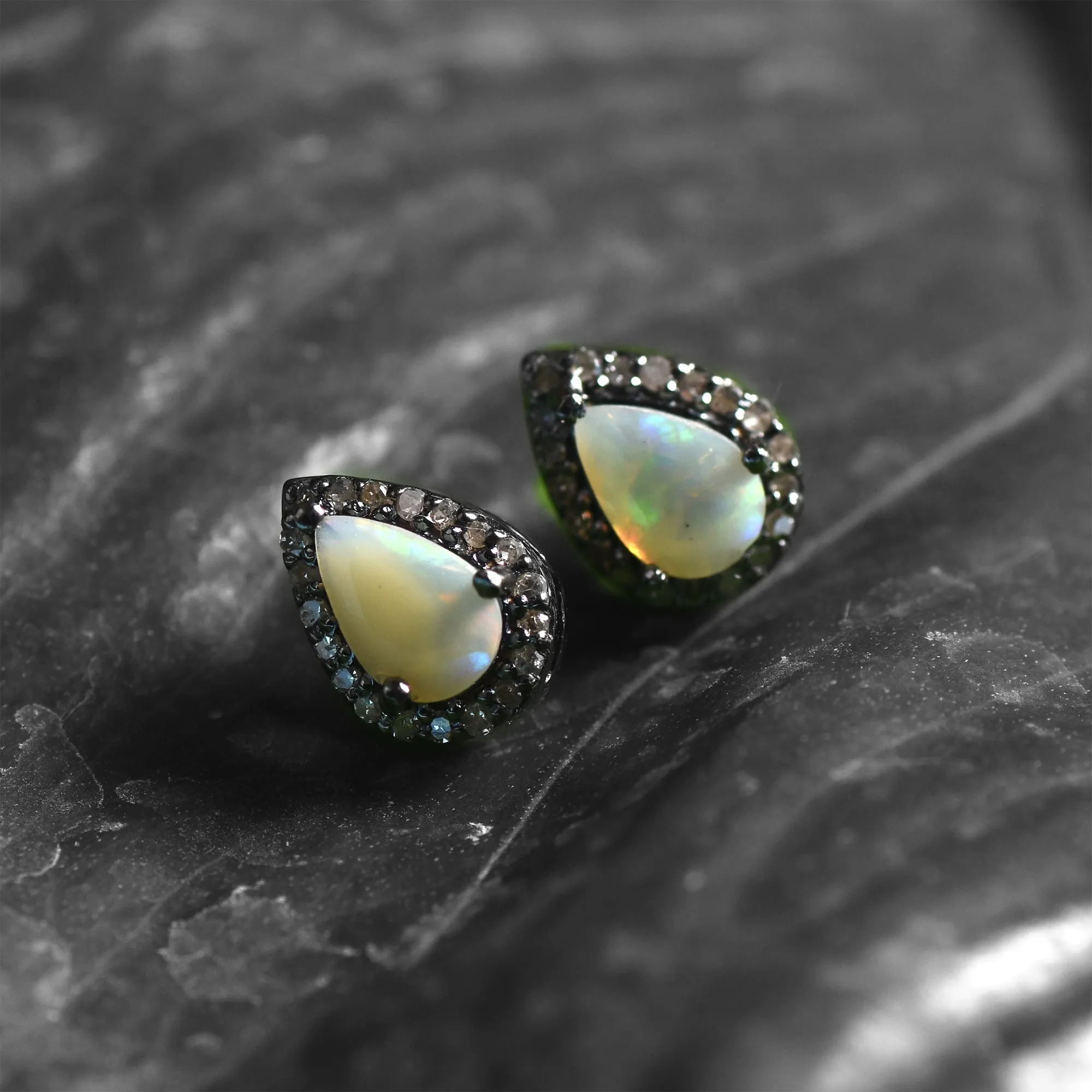 Vintage-Inspired Opal Halo Stud Earrings