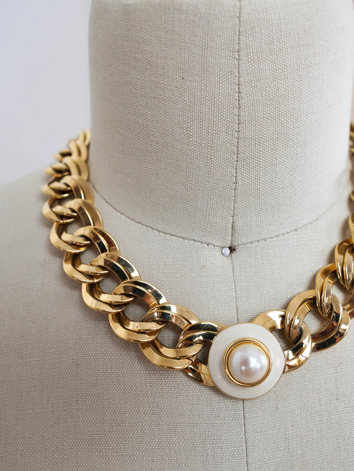 Vintage Pearl Orb Gold Choker Necklace