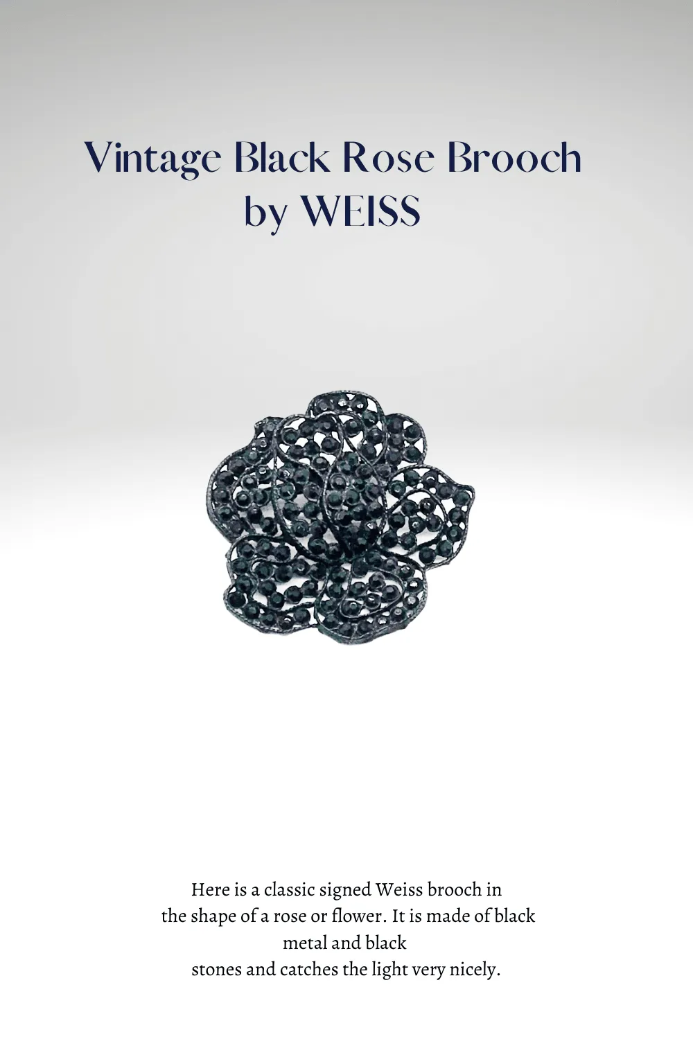 Weiss Vintage Black Rose Brooch