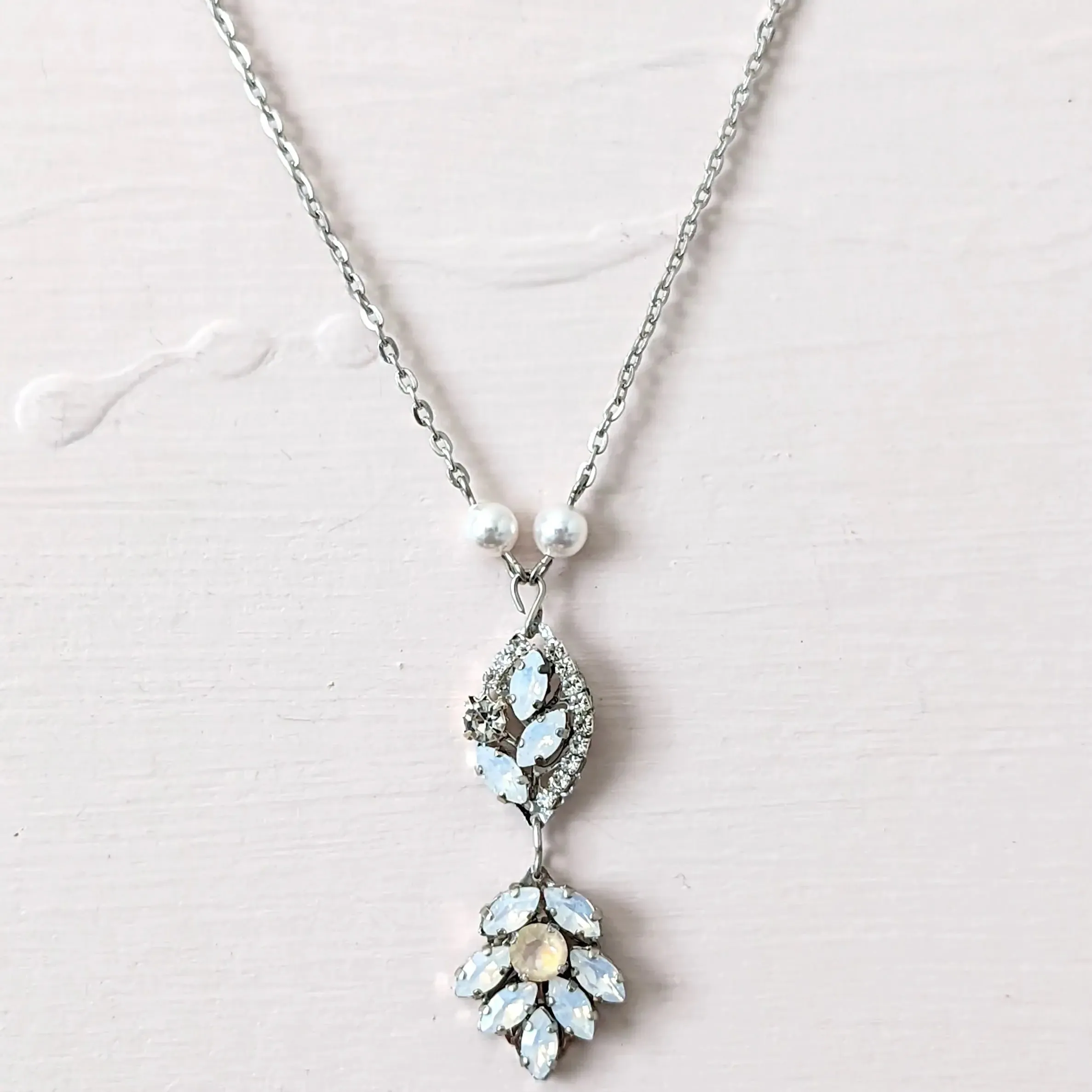 White Opal Vintage Style Necklace