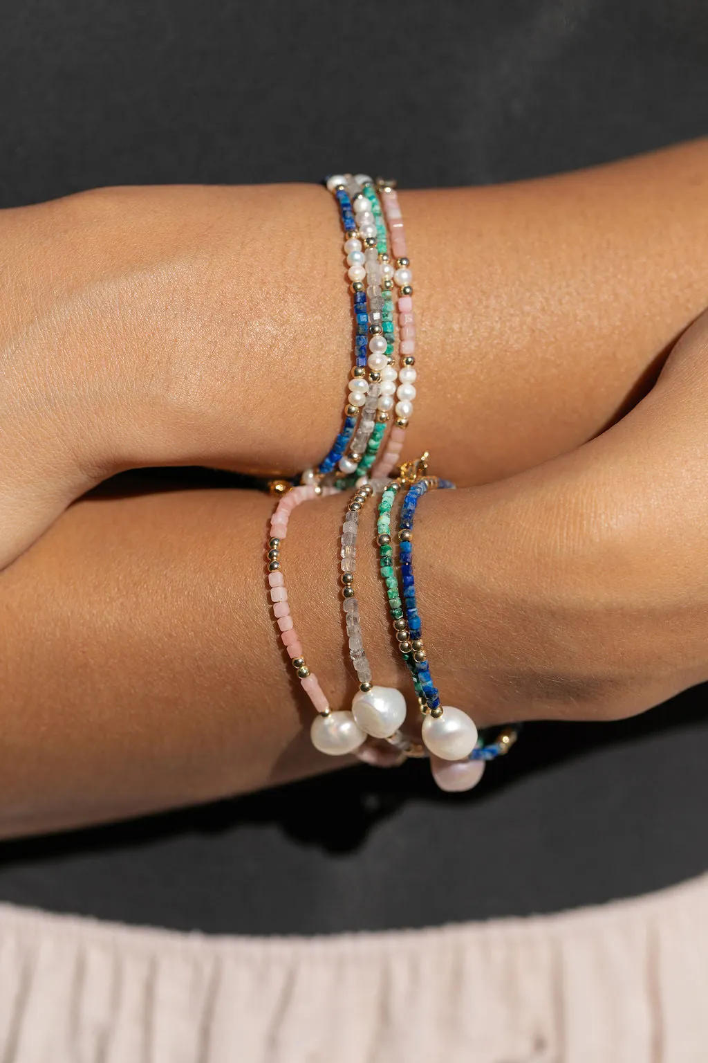 White Pearl and Gemstone Bracelet - Haukea