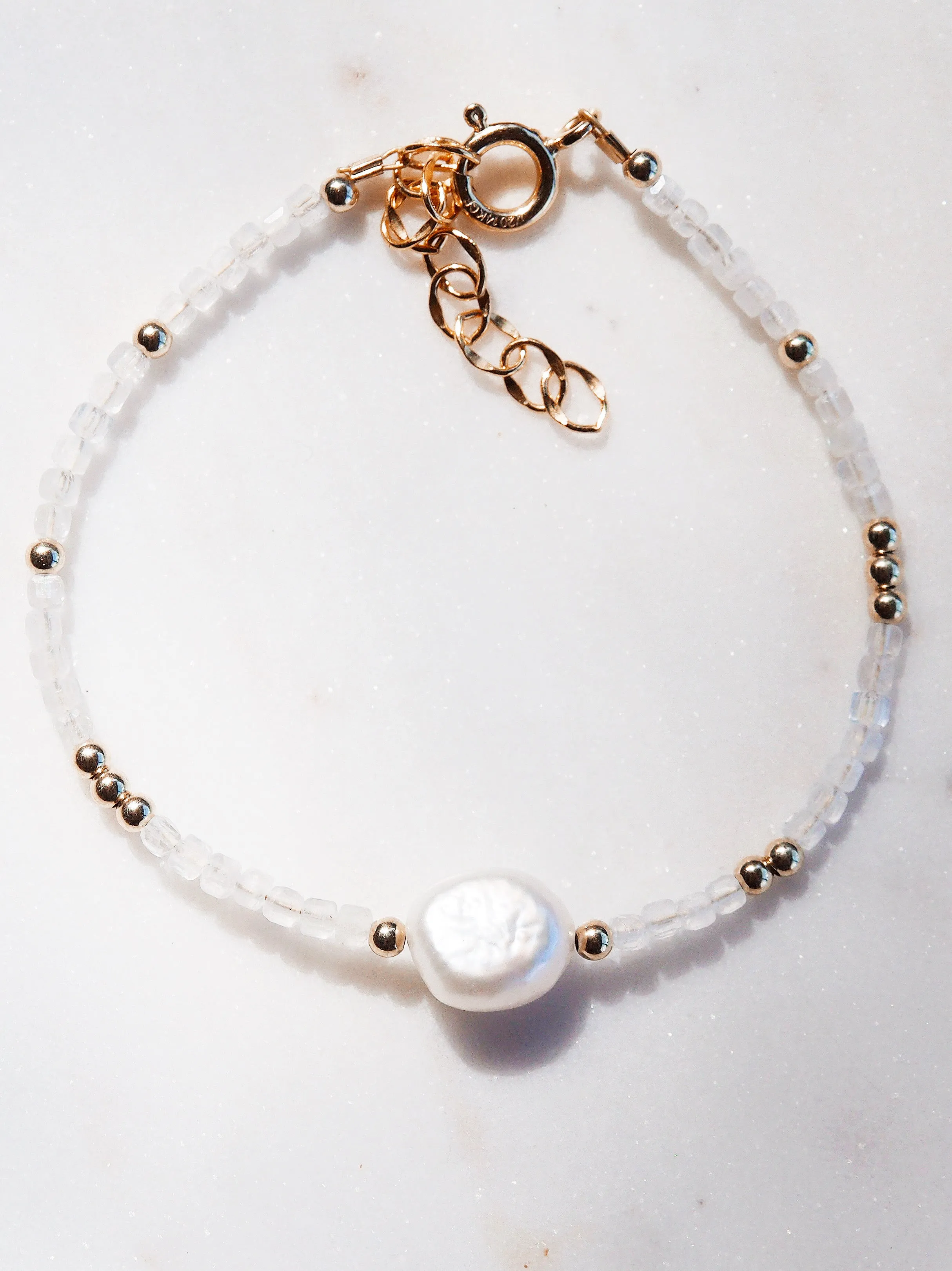 White Pearl and Gemstone Bracelet - Haukea