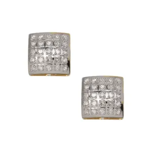 Women's Micro-Pavé Cushion Square Diamond Stud Earrings 0.16ct 10K Yellow Gold